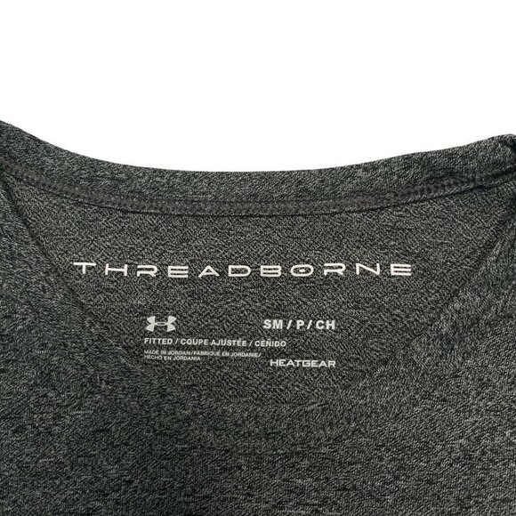 Under Armour UA Size Small Grey Threadborne Fitted 3/4 Sleeve Heat Gear … - Picture 5 of 11